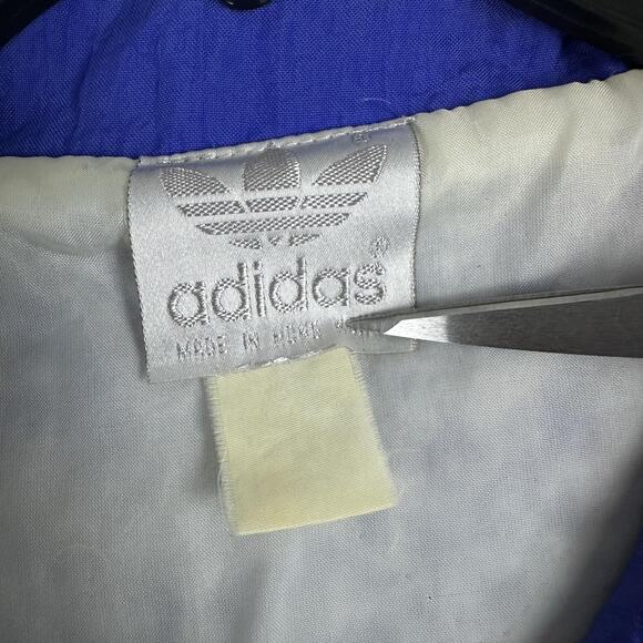 Vintage Adidas Jacket Mens XL Blue Black Anorak Quarter Zip Made Hong Kong 90s - Picture 7 of 16
